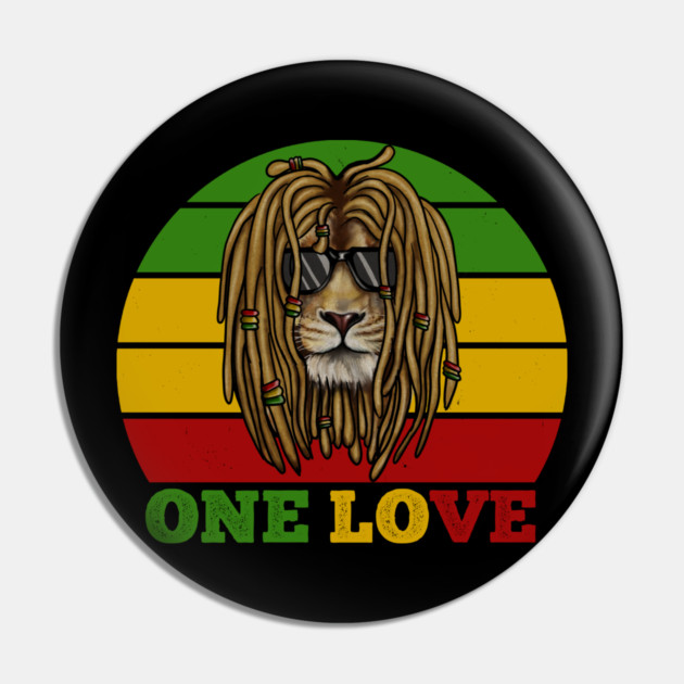 African Lion, Rasta Love, Jamaica Pin by logiamerch