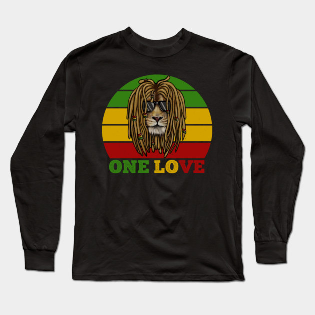African Lion, Rasta Love, Jamaica Long Sleeve T-Shirt by logiamerch