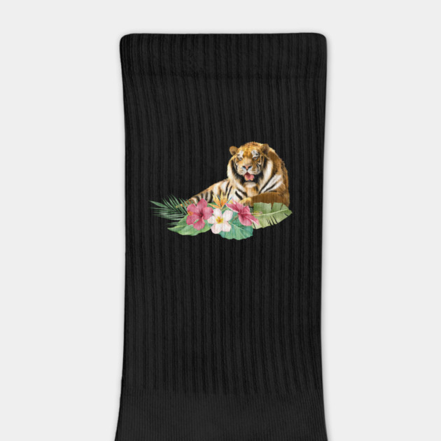 Tiger Big Cat, Tropical Floral, Animal Love Tigers by logiamerch