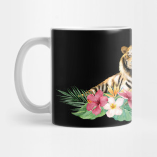 Tiger Big Cat, Tropical Floral, Animal Love Tigers Mug