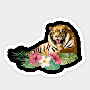 Tiger Big Cat, Tropical Floral, Animal Love Tigers Magnet