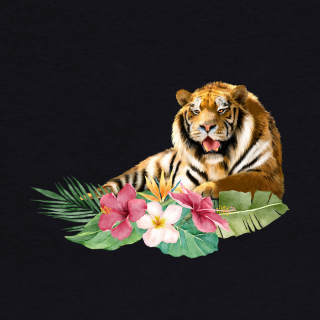 Tiger Big Cat, Tropical Floral, Animal Love Tigers by logiamerch