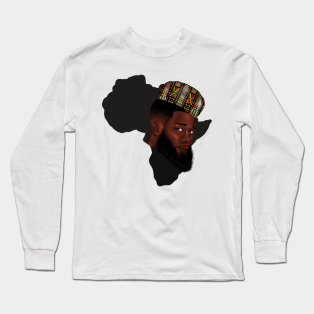 Africa Map, Proud African Man, Black Pride Long Sleeve T-Shirt by logiamerch