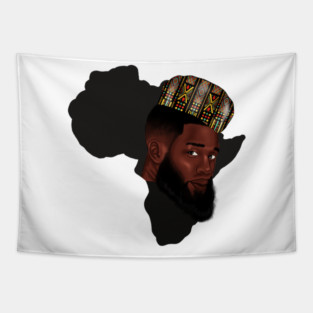 Africa Map, Proud African Man, Black Pride Tapestry