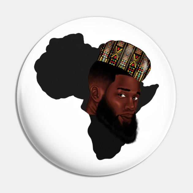 Africa Map, Proud African Man, Black Pride Pin by logiamerch