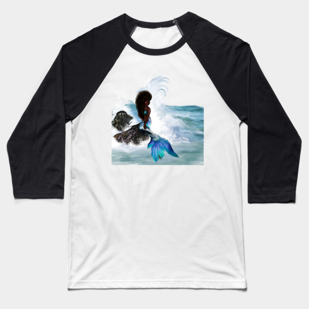African Woman, Mermaid, Afro Black Girl Magic Baseball T-Shirt by logiamerch
