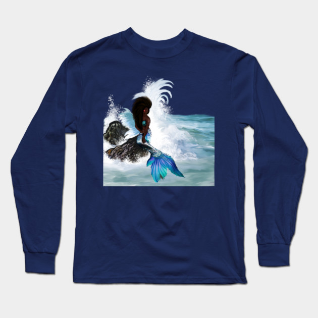 African Woman, Mermaid, Afro Black Girl Magic Long Sleeve T-Shirt by logiamerch