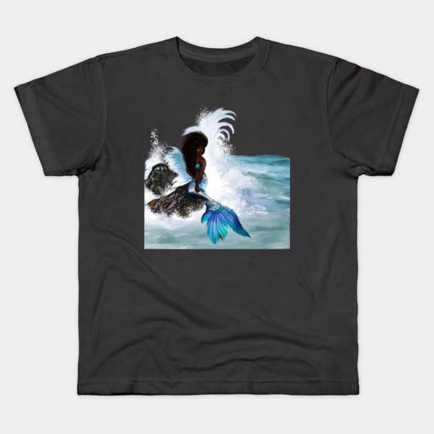 African Woman, Mermaid, Afro Black Girl Magic Kids T-Shirt by logiamerch
