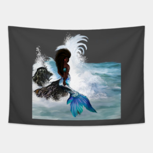 African Woman, Mermaid, Afro Black Girl Magic Tapestry