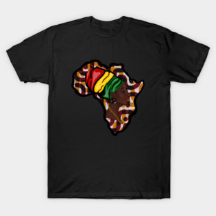 Africa Map, African Woman, Rasta Colors T-Shirt