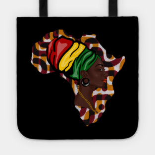 Africa Map, African Woman, Rasta Colors Tote