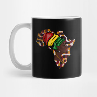 Africa Map, African Woman, Rasta Colors Mug