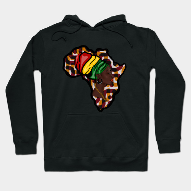 Africa Map, African Woman, Rasta Colors Hoodie by logiamerch