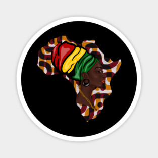 Africa Map, African Woman, Rasta Colors Magnet