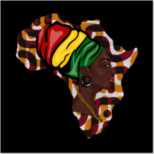 Africa Map, African Woman, Rasta Colors Posters and Art