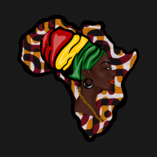 Africa Map, African Woman, Rasta Colors T-Shirt