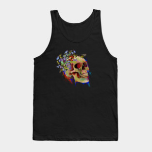 Colorful Skull with Butterflies Tank Top