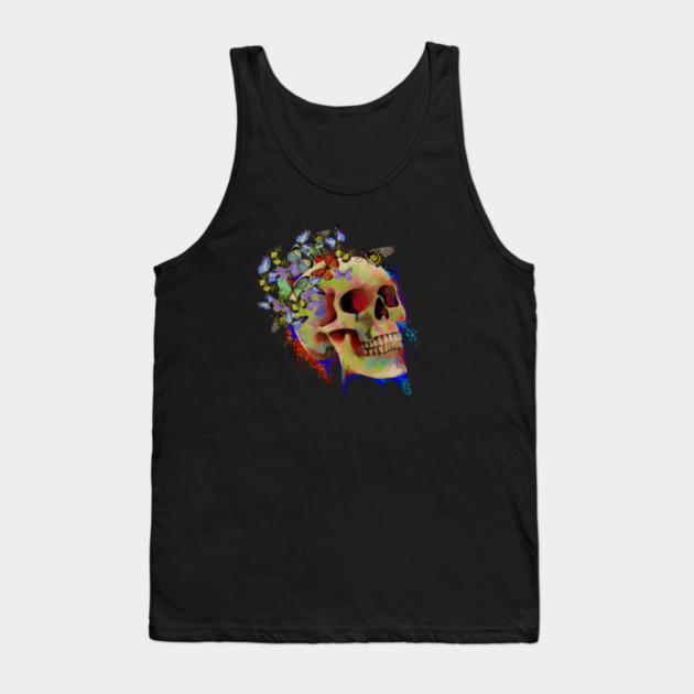 Colorful Skull with Butterflies Tank Top by logiamerch