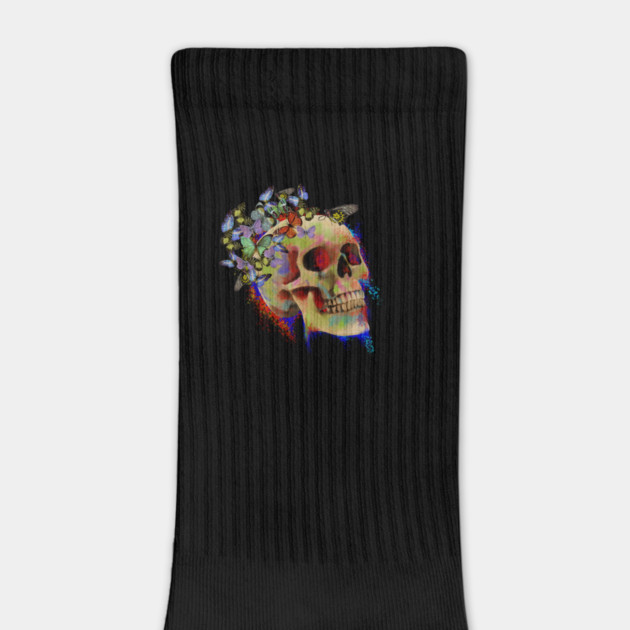 Colorful Skull with Butterflies by logiamerch