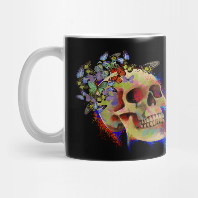 Colorful Skull with Butterflies by logiamerch