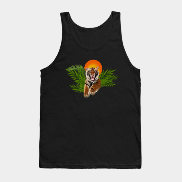 Tropical Tiger, Big Cat, Animal Sunset Tank Top by logiamerch