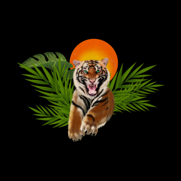 Tropical Tiger, Big Cat, Animal Sunset by logiamerch