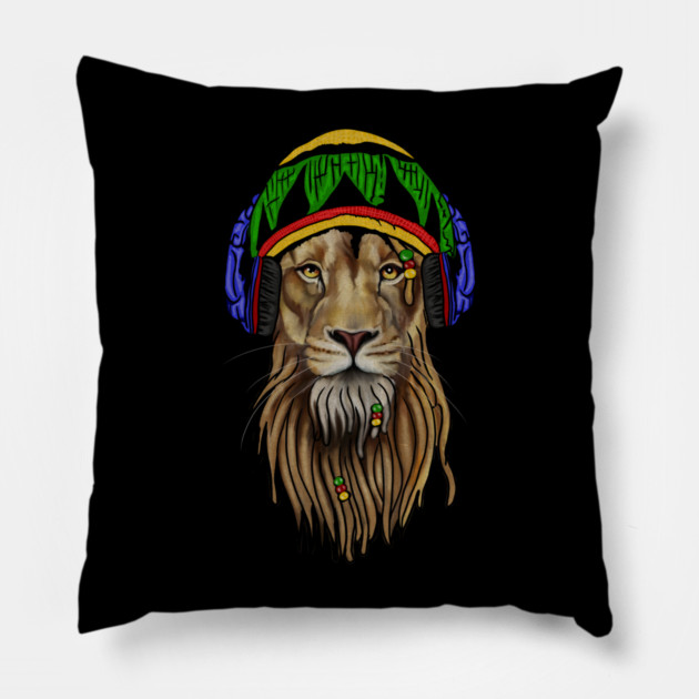 Rasta Lion, Reggae Music, Jamaican Pillow by logiamerch