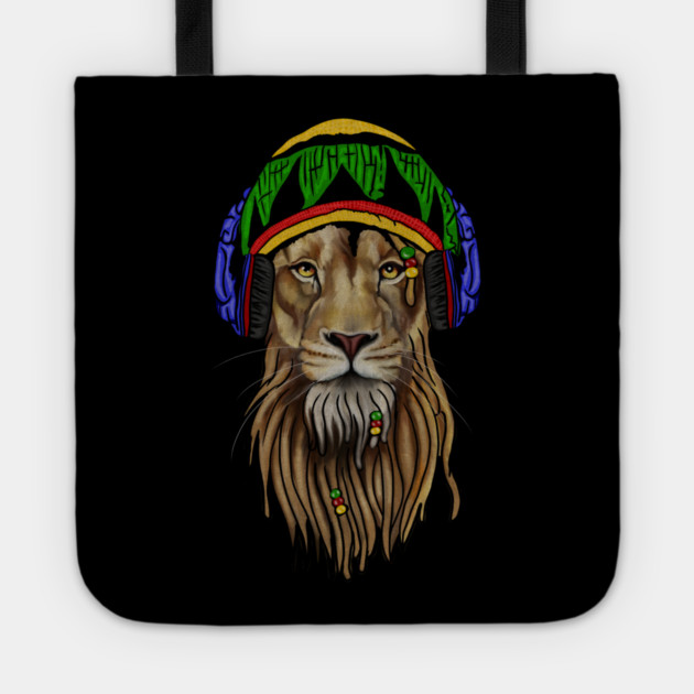 Rasta Lion, Reggae Music, Jamaican Tote by logiamerch