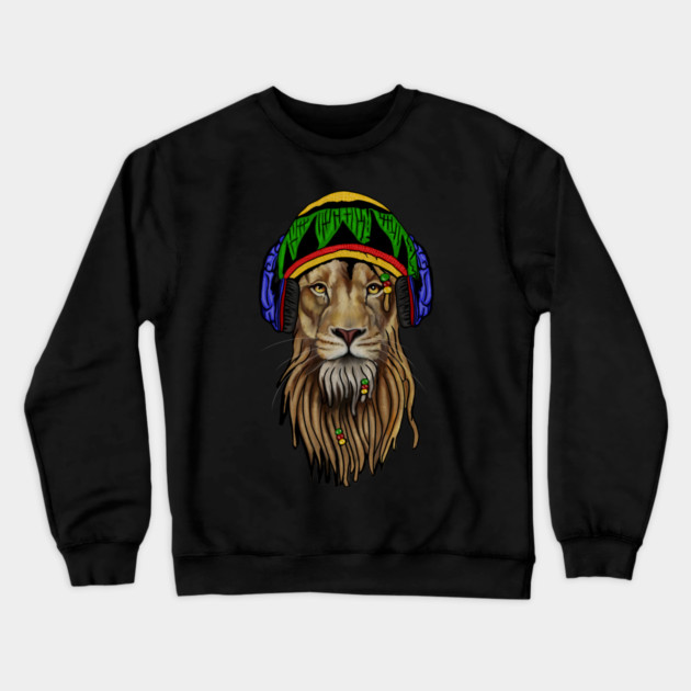 Rasta Lion, Reggae Music, Jamaican Crewneck Sweatshirt by logiamerch