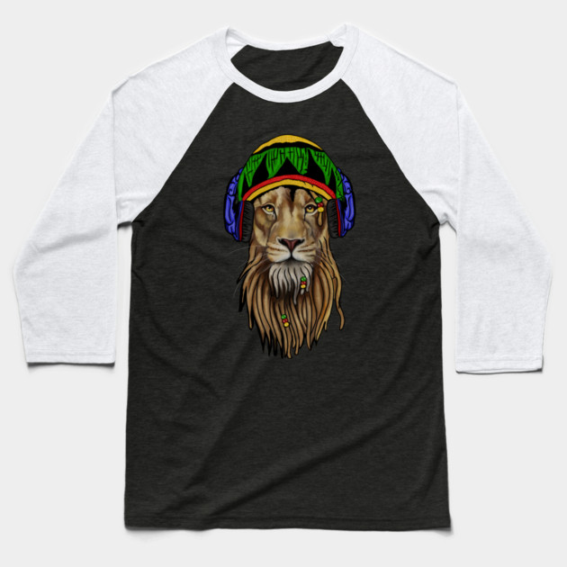 Rasta Lion, Reggae Music, Jamaican Baseball T-Shirt by logiamerch