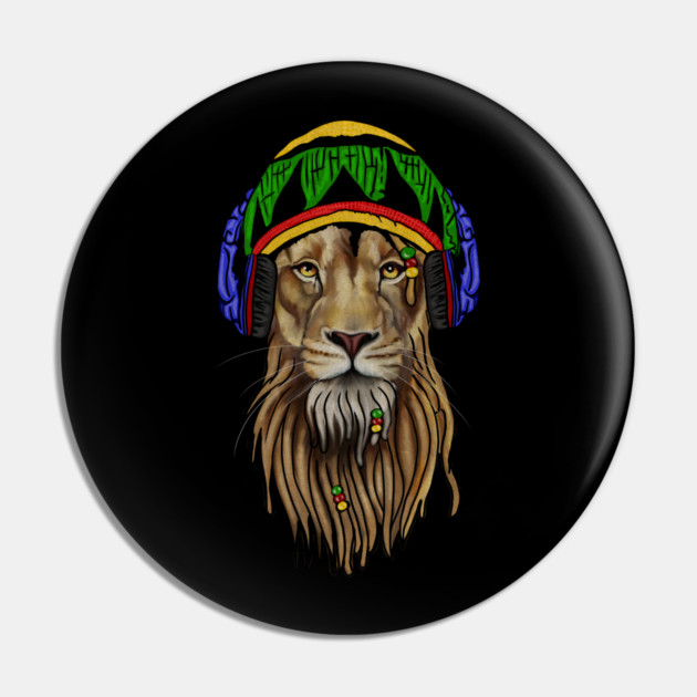 Rasta Lion, Reggae Music, Jamaican Pin by logiamerch