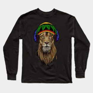 Rasta Lion, Reggae Music, Jamaican Long Sleeve T-Shirt