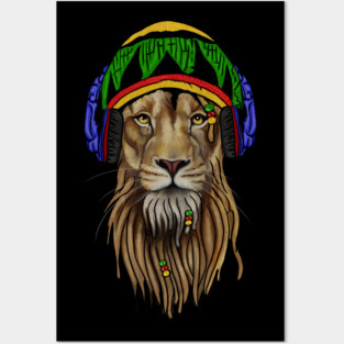 Rasta Lion, Reggae Music, Jamaican Posters and Art