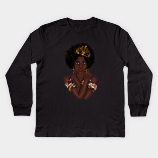 Afro Queen, Proud African Woman Kids Long Sleeve T-Shirt
