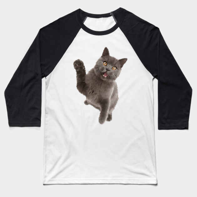 Cute Black Cat, Cat Lover Baseball T-Shirt by logiamerch