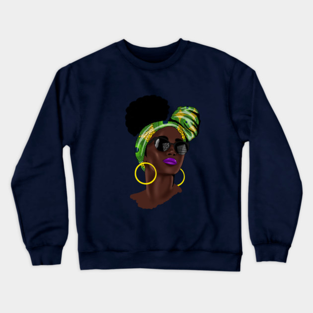 Afro African Woman Crewneck Sweatshirt by logiamerch