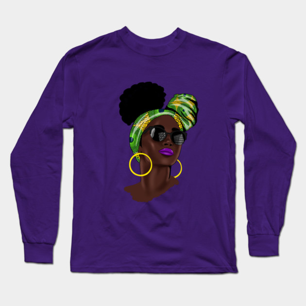 Afro African Woman Long Sleeve T-Shirt by logiamerch