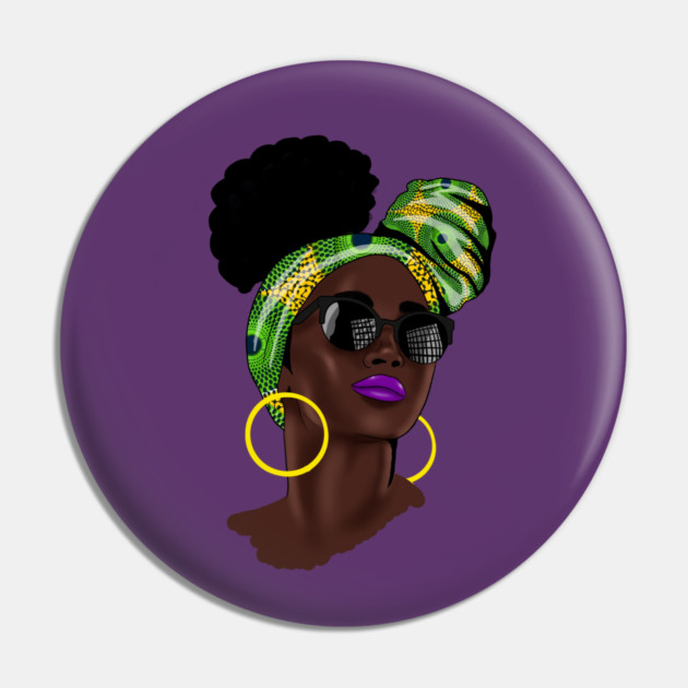 Afro African Woman Pin by logiamerch