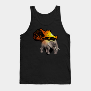 Africa Map, African Elephant, Safari Tank Top
