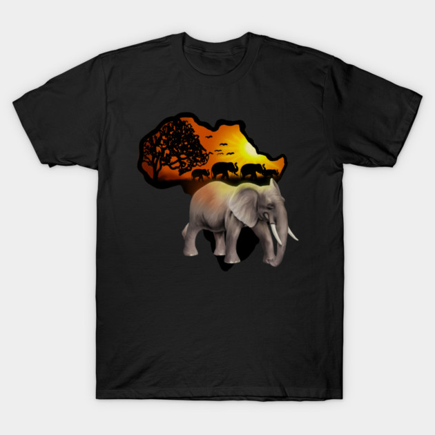 Africa Map, African Elephant, Safari T-Shirt by logiamerch