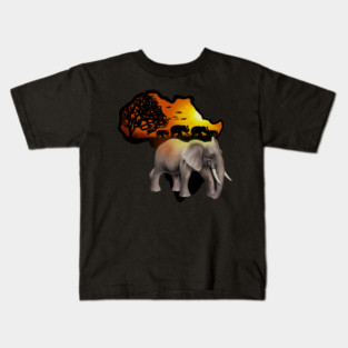 Africa Map, African Elephant, Safari Kids T-Shirt