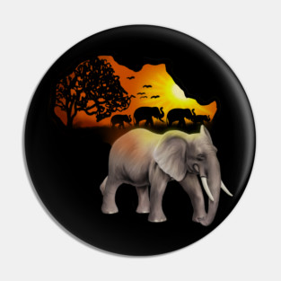 Africa Map, African Elephant, Safari Pin