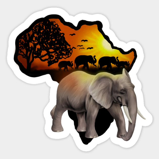 Africa Map, African Elephant, Safari Sticker by logiamerch
