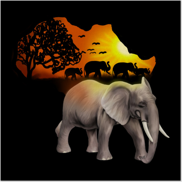 Africa Map, African Elephant, Safari Wall Art by logiamerch
