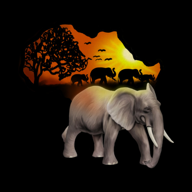 Africa Map, African Elephant, Safari by logiamerch
