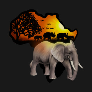 Africa Map, African Elephant, Safari T-Shirt