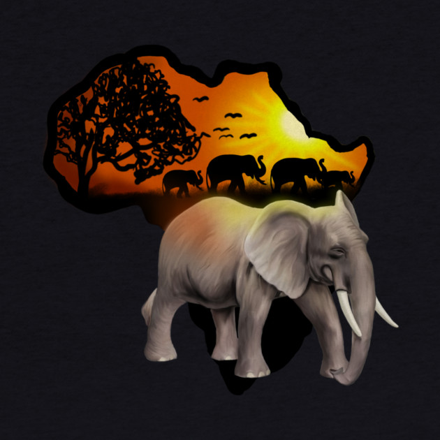 Africa Map, African Elephant, Safari by logiamerch