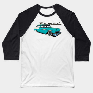 1956 Chevy Nomad Custom Turquoise Baseball T-Shirt