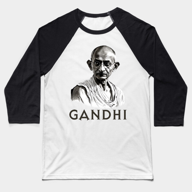 Mahatma Gandhi Baseball T-Shirt by UrbanLifeApparel