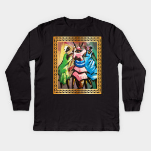 African Women, Afro African Artwork Kids Long Sleeve T-Shirt